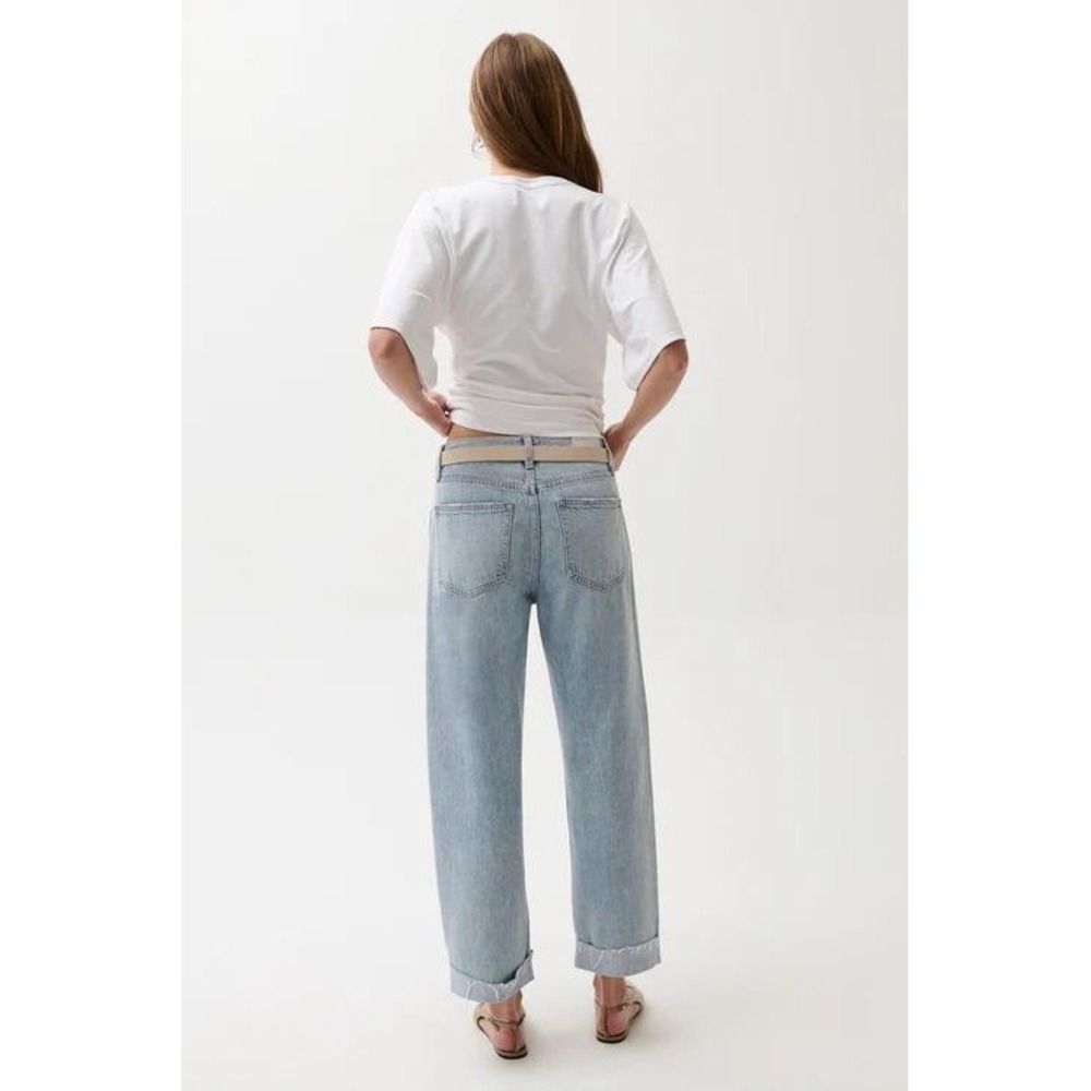 Pistola Kacey‎ Mid-Rise Cuffed Boyfriend Jeans Women 30 Light Blue Crop Relaxed - Picture 3 of 11
